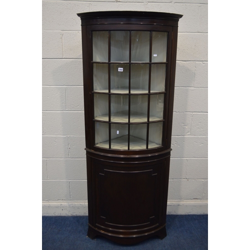 1368 - A MAHOGANY BOWFRONT FLOOR STANDING CORNER CUPBOARD width 74cm x depth 50cm x height 183cm (falls for... 