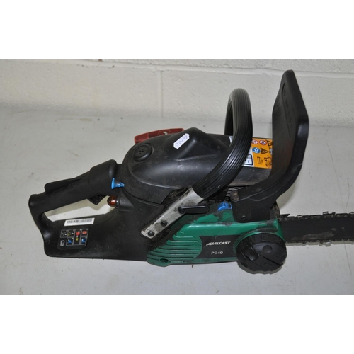 1075 - A QUALCAST PC40 PETROL CHAINSAW with 40cm cut ( engine pulls freely but hasn't been started)