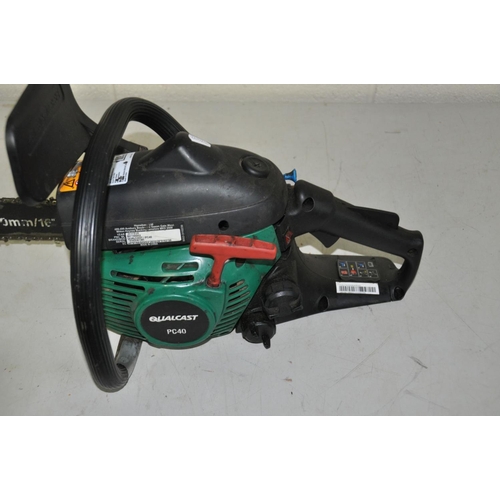 1075 - A QUALCAST PC40 PETROL CHAINSAW with 40cm cut ( engine pulls freely but hasn't been started)