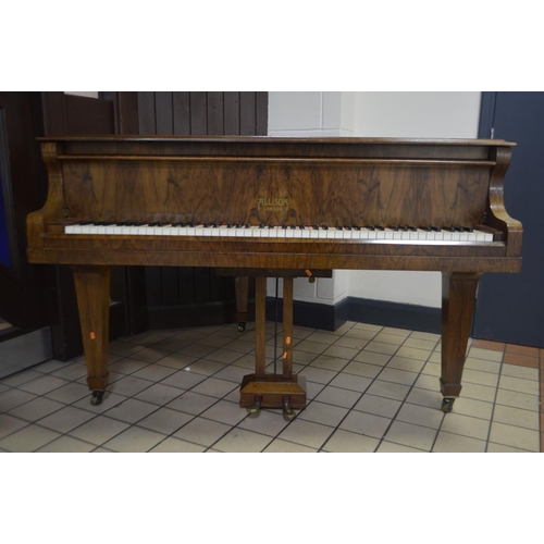 1200 - ALLISON (c1930-1940) A 4FT6 WALNUT GRAND PIANO, serial number 65069, on square legs and brass caster... 