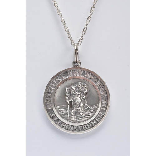 1 - A GEORG JENSEN ST. CHRISTOPHER PENDANT NECKLACE, of a circular form with one side depicting St. Chri... 