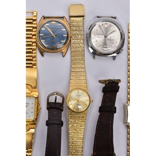 52 - A BOX OF ASSORTED LADIES AND GENTS WRISTWATCHES, to include seven gent's wristwatches with designs s... 