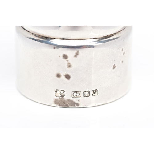 107 - A SILVER PEPPER MILL, plain polished design, hallmarked 'David Shaw Silverware Ltd' London 1987, app... 