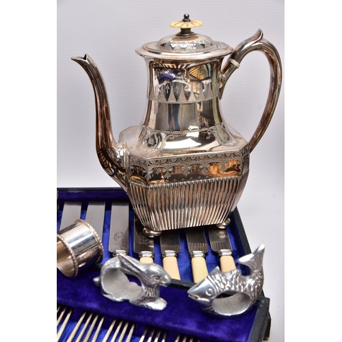 115 - A BOX OF ASSORTED FLATWARE AND ITEMS, to include a twenty four piece canteen of fish knives and fork... 