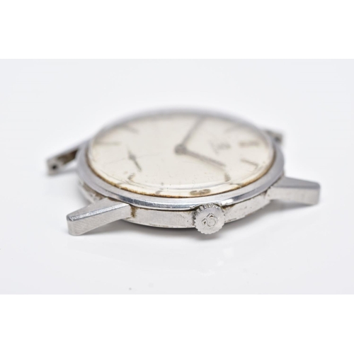 33 - A GENTS 'OMEGA' WRISTWATCH, round silver dial signed 'Omega', Arabic twelve, three and nine baton ma... 