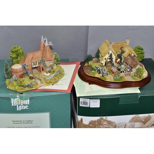 TWO BOXED LIMITED EDITION LILLIPUT LANE SCULPTURES, 'We Plough The Fields &  Scatter' L2412, No 1650/