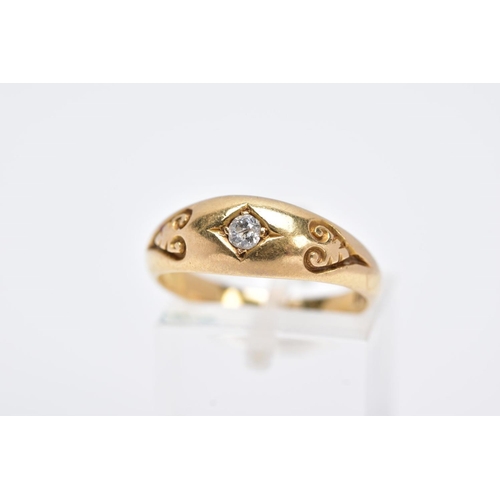 72 - AN 18CT GOLD DIAMOND SIGNET RING, set with a single claw set transitional cut diamond, total estimat... 
