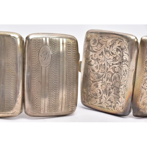 76 - TWO SILVER CIGARETTE CASES, the first of a rectangular form, with an engraved floral design and an e... 