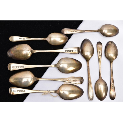79 - A SELECTION OF SILVER TEA AND COFFEE SPOONS, to include four George IV Old English pattern teaspoons... 
