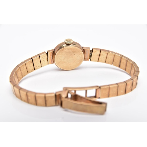 81 - A LADIES 9CT GOLD 'CYMA' WRISTWATCH, hand wound movement, round white dial signed 'Cyma, Cymaflex', ... 