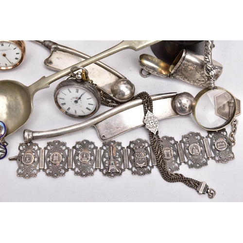 89 - A SELECTION OF SILVER AND WHITE METAL ITEMS, to include a silver cigarette case of an engine turn de... 