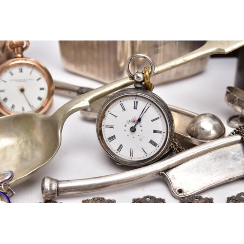 89 - A SELECTION OF SILVER AND WHITE METAL ITEMS, to include a silver cigarette case of an engine turn de... 