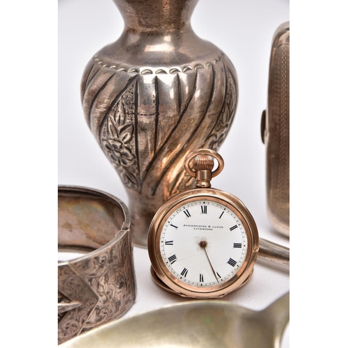 89 - A SELECTION OF SILVER AND WHITE METAL ITEMS, to include a silver cigarette case of an engine turn de... 