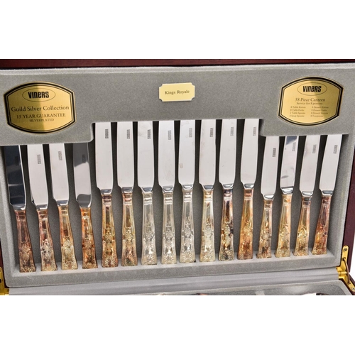 93 - A COMPLETE CANTEEN OF 'VINERS' SILVER-PLATED CUTLERY, wooden canteen opens to reveal a fifty-eight p... 