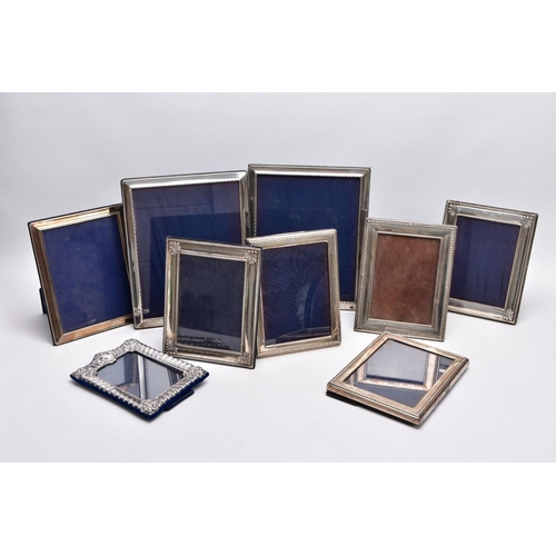 94 - A SELECTION OF SILVER LINED PHOTO FRAMES, to include nine frames in total, of various designs and si... 