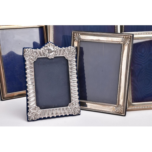 94 - A SELECTION OF SILVER LINED PHOTO FRAMES, to include nine frames in total, of various designs and si... 