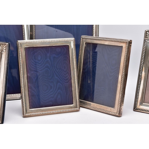 94 - A SELECTION OF SILVER LINED PHOTO FRAMES, to include nine frames in total, of various designs and si... 