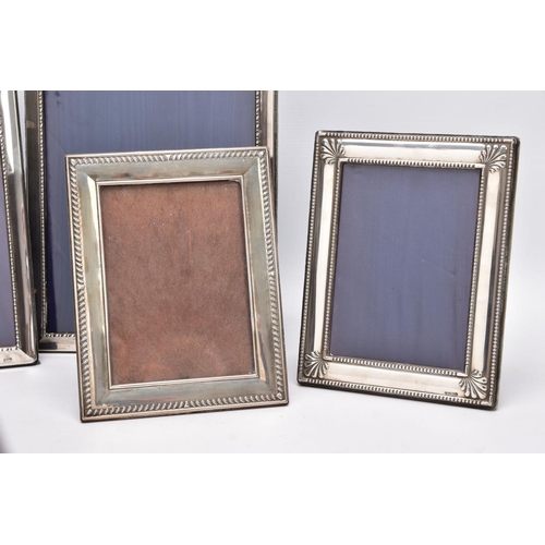 94 - A SELECTION OF SILVER LINED PHOTO FRAMES, to include nine frames in total, of various designs and si... 
