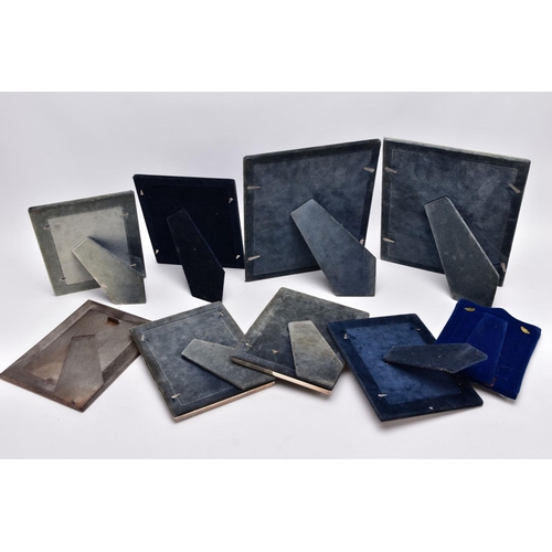 94 - A SELECTION OF SILVER LINED PHOTO FRAMES, to include nine frames in total, of various designs and si... 