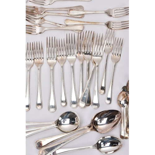 98 - A BOX OF ASSORTED FLATWARE, to include EPNS knives, forks, tablespoons, teaspoons, soup spoons, fish... 