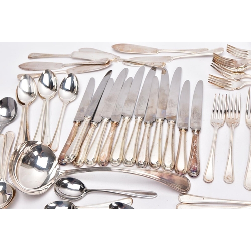 98 - A BOX OF ASSORTED FLATWARE, to include EPNS knives, forks, tablespoons, teaspoons, soup spoons, fish... 