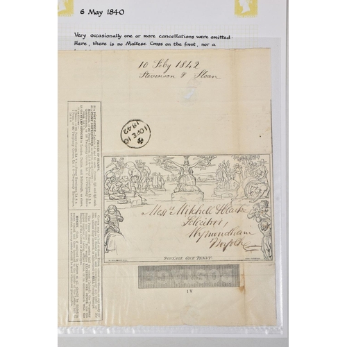 1 - GB 1840 COLLECTION OF USED AND UNUSED MU/READY LETTER SHEETS AND ENVELOPES comprising penny wrapper ... 