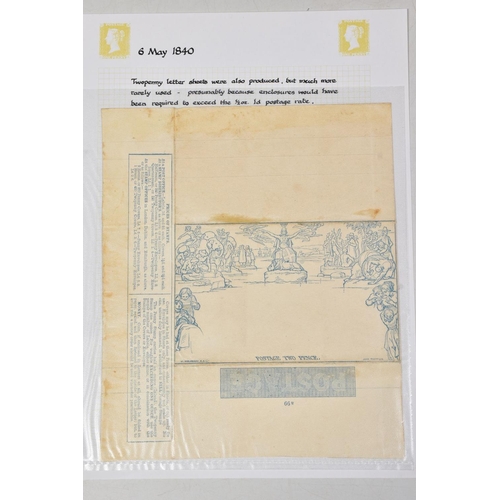 1 - GB 1840 COLLECTION OF USED AND UNUSED MU/READY LETTER SHEETS AND ENVELOPES comprising penny wrapper ... 