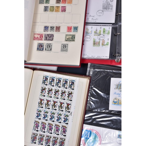 104 - A COLLECTION OF STAMPS IN EIGHT ALBUMS including three cover albums, main value is in an SG KGVI cro... 