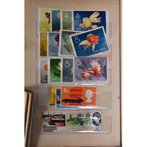 107 - A BOX OF STAMPS AND COVERS contained within five albums and loose, we note a number of Bahrain first... 