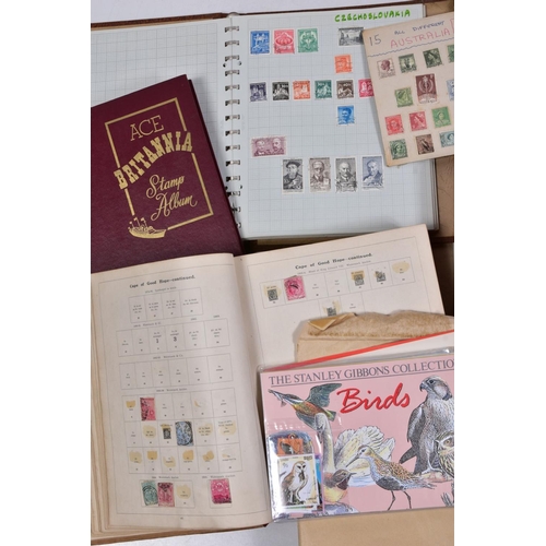 109 - A COLLECTION OF WORLDWIDE STAMPS in five albums, box file and loose album pages, main interest in ol... 