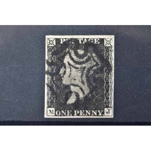 11 - GB 1840 PENNY BLACK plate 11, four generous margins with clear 1985 Brandon certificate