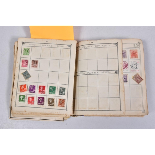 110 - A COLLECTION OF STAMPS housed in old well filled 'Lincoln' album with ranges of Worldwide lower valu... 