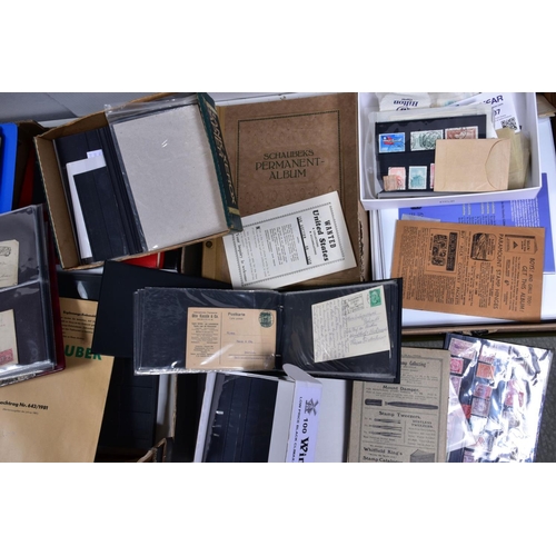 119 - ONE BOX WITH THREE BINDERS OF GERMAN STAMPS on cards plus postal history and complete sets on Schaub... 