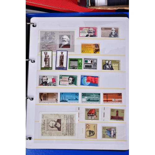 119 - ONE BOX WITH THREE BINDERS OF GERMAN STAMPS on cards plus postal history and complete sets on Schaub... 