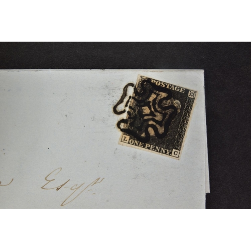 23 - GB 1840 PENNY BLACK LC 4 margins on Ambleside cover to Kendal