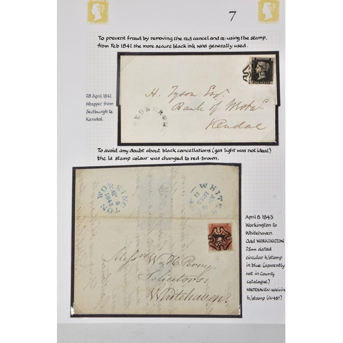 29 - GB PAIR OF GB COVERS INCLUDING PENNY BLACK 3+margins and 1d red cover with Whitehaven & Workington t... 