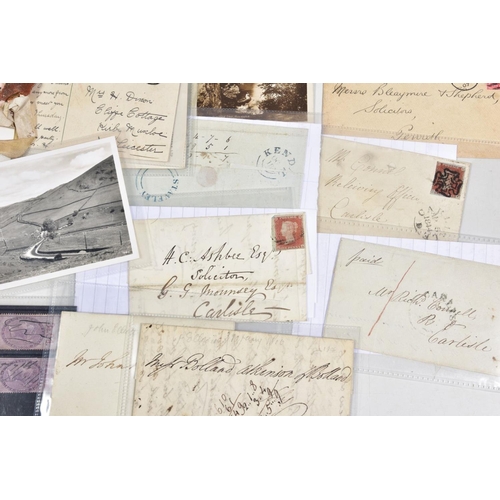 33 - INTERESTING BUNDLE OF POSTAL HISTORY AND POSTCARDS relating to Lake District area, noting Penny Blac... 