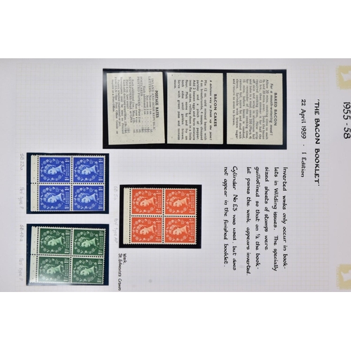 42 - GB QEII WILDINGS & PRE DECIMAL BOOKLET panes collection in green album, apparently MNH