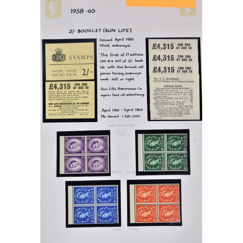 42 - GB QEII WILDINGS & PRE DECIMAL BOOKLET panes collection in green album, apparently MNH