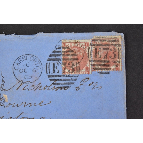 50 - GB 1867 10d X 2 (one defective) ON COVER TO AUSTRALIA