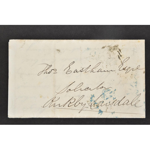 56 - GB 1850 FENTIRE LETTER FROM CARTMEL TO KIRKBY LONSDALE struck with MILNTHORPE skeleton - only record... 