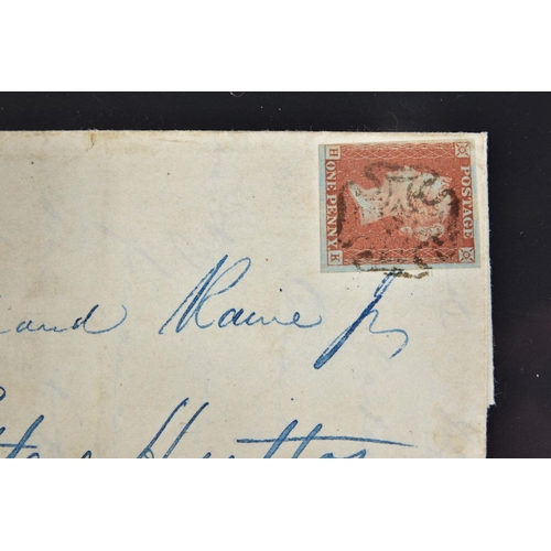 59 - GB 1843 ONE PENNY RED on cover cancelled by Mx, fine strike of MISSENT TO CARLISLE, together with an... 