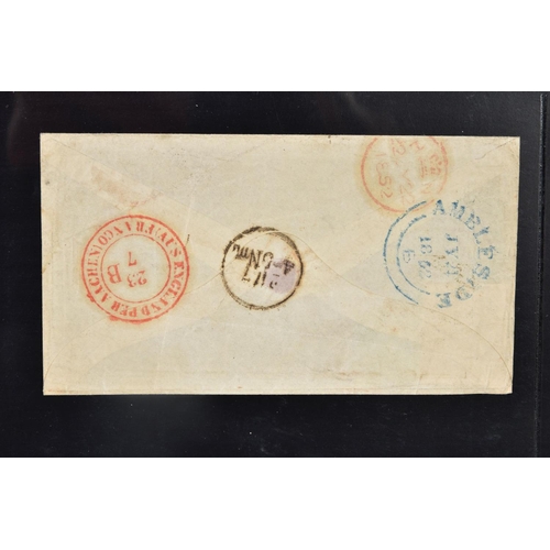 60 - GB 1848 10d EMBOSSED on cover to Berlin, cut into at right