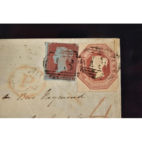 60 - GB 1848 10d EMBOSSED on cover to Berlin, cut into at right