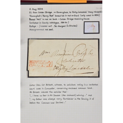 64 - GB POSTAL HISTORY - CUMBRIA, remarkable collections of covers from 1812 to 1910, curated for strikes... 