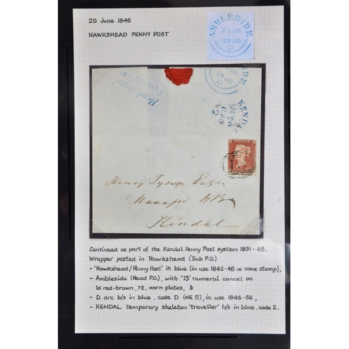 64 - GB POSTAL HISTORY - CUMBRIA, remarkable collections of covers from 1812 to 1910, curated for strikes... 