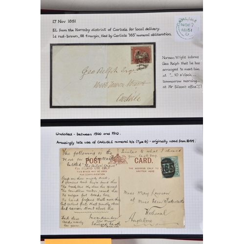 66 - CARLISLE - COLLECTION OF POSTAL HISTORY FROM 1733 TO 1920'S, curated for local interest with many un... 