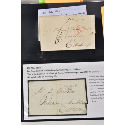 66 - CARLISLE - COLLECTION OF POSTAL HISTORY FROM 1733 TO 1920'S, curated for local interest with many un... 