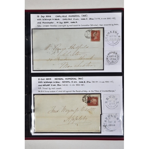 67 - CUMBRIAN POSTAL HISTORY COLLECTION in binder with interesting marks including RAVENGLASS IN GREEN, a... 