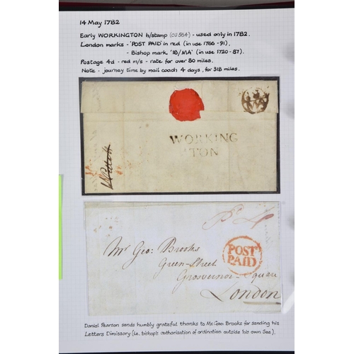 70 - WEST CUMBRIA POSTAL HISTORY COLLECTION including nice Workington M/S c post paid, some line engraved... 